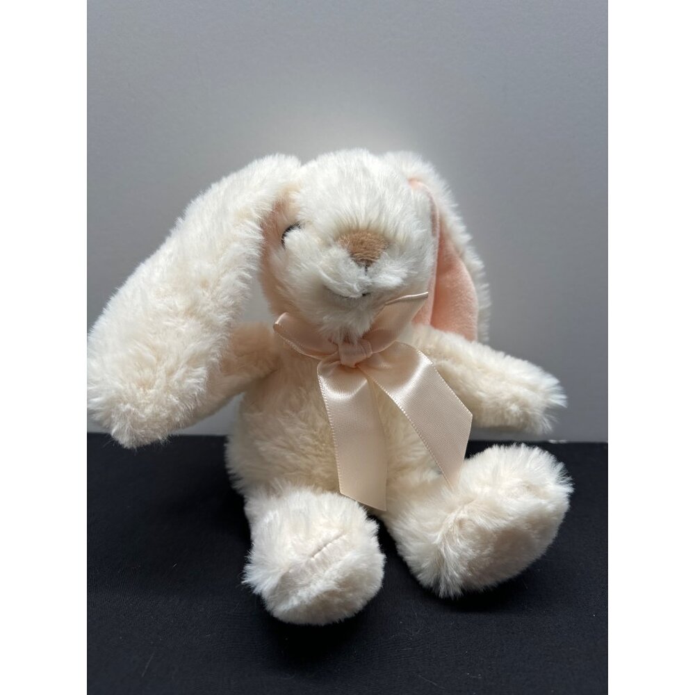 Plush White Bunny Stuffed Animal With Pink Ears & Bow Soft Toy 12" MTY Internati